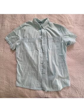 IZOD mens short sleeve button up green XL